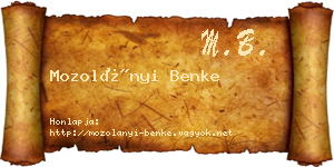 Mozolányi Benke névjegykártya